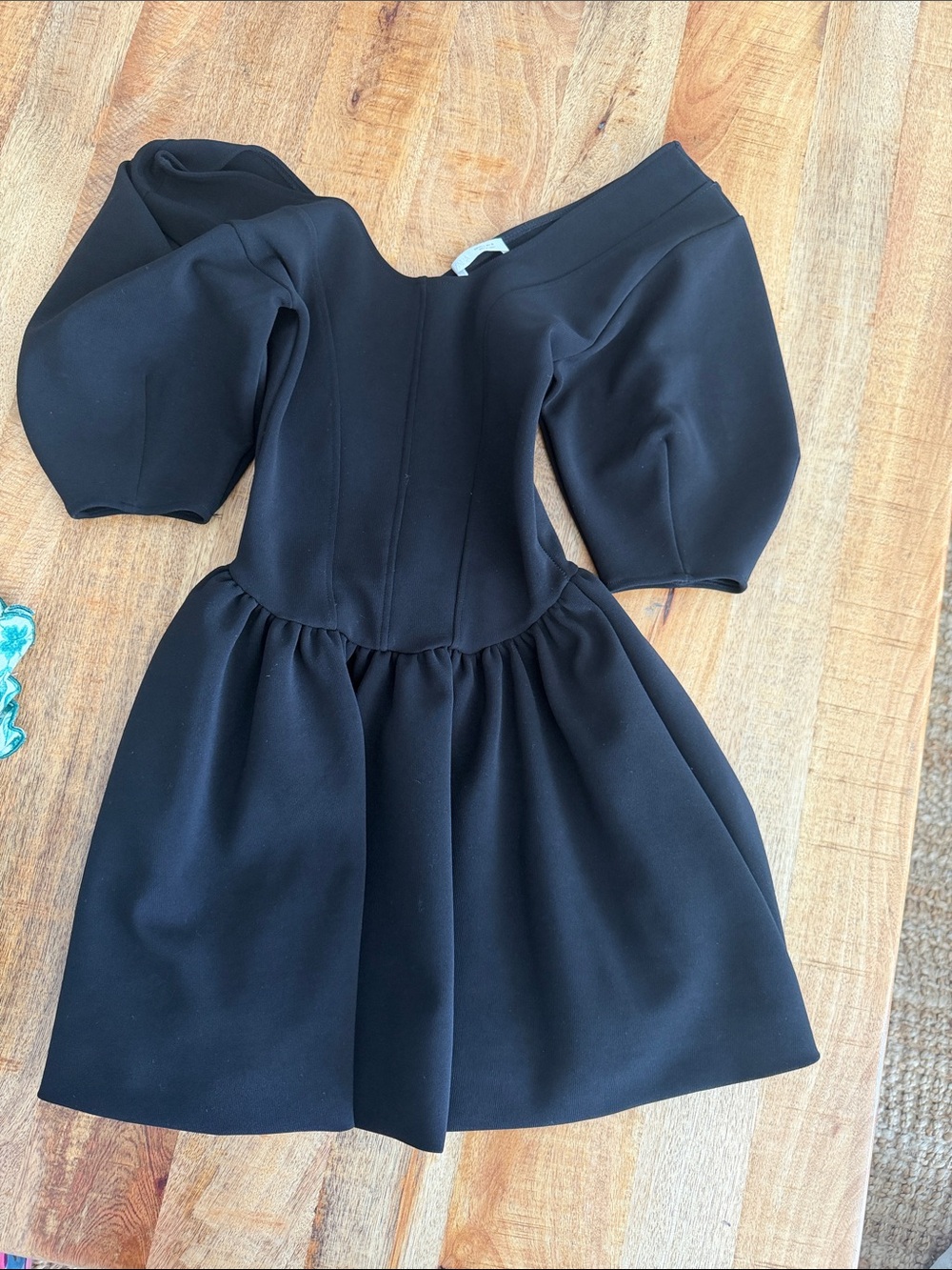 Classic Black Puff-Sleeve Girls' Formal Dress